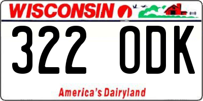 WI license plate 322ODK
