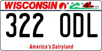 WI license plate 322ODL