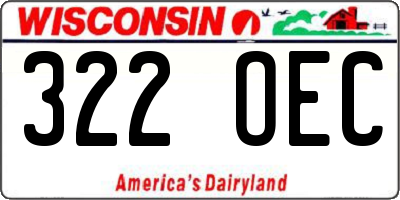 WI license plate 322OEC