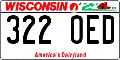 WI license plate 322OED