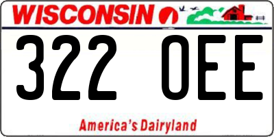 WI license plate 322OEE