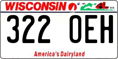 WI license plate 322OEH