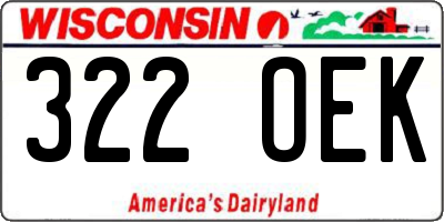 WI license plate 322OEK