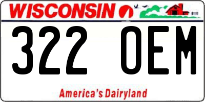 WI license plate 322OEM