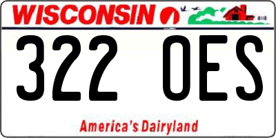 WI license plate 322OES