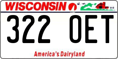WI license plate 322OET