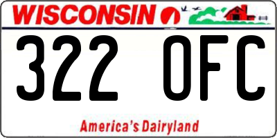 WI license plate 322OFC
