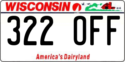 WI license plate 322OFF
