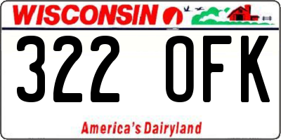 WI license plate 322OFK
