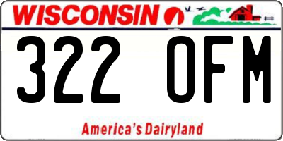 WI license plate 322OFM