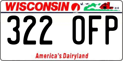 WI license plate 322OFP
