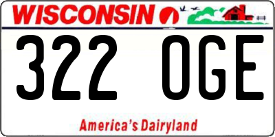 WI license plate 322OGE