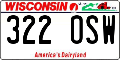 WI license plate 322OSW