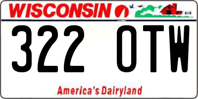 WI license plate 322OTW