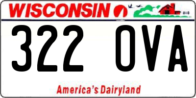 WI license plate 322OVA
