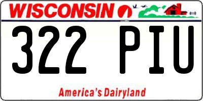 WI license plate 322PIU