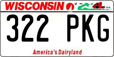 WI license plate 322PKG