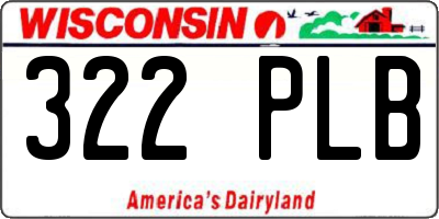 WI license plate 322PLB