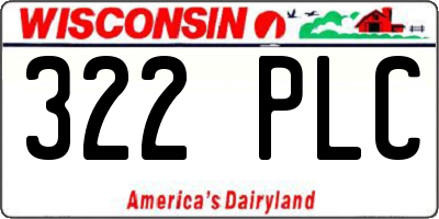 WI license plate 322PLC