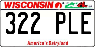 WI license plate 322PLE