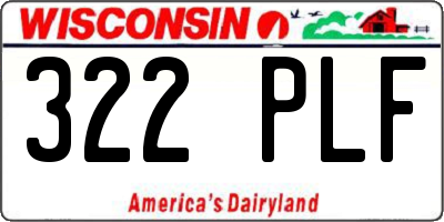 WI license plate 322PLF