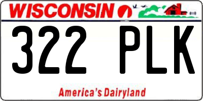 WI license plate 322PLK