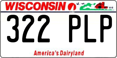 WI license plate 322PLP