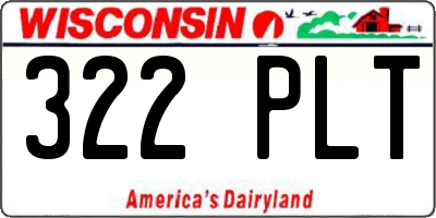 WI license plate 322PLT