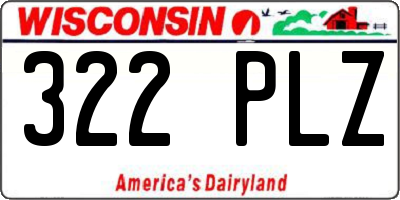 WI license plate 322PLZ