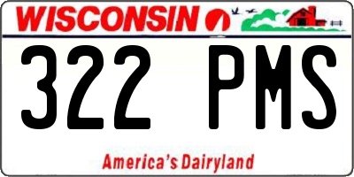 WI license plate 322PMS