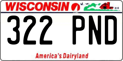 WI license plate 322PND