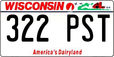WI license plate 322PST