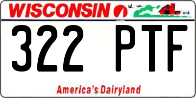 WI license plate 322PTF