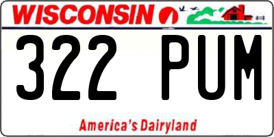 WI license plate 322PUM