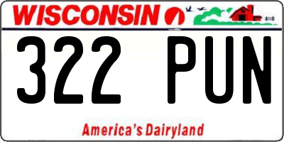WI license plate 322PUN