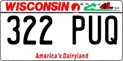 WI license plate 322PUQ