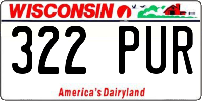 WI license plate 322PUR