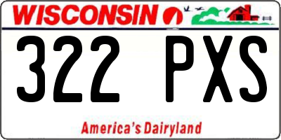 WI license plate 322PXS