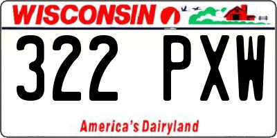 WI license plate 322PXW