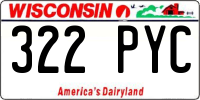 WI license plate 322PYC