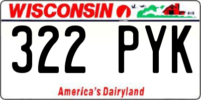 WI license plate 322PYK