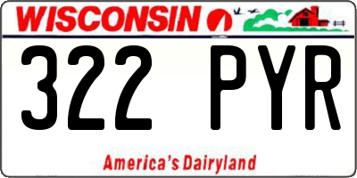 WI license plate 322PYR