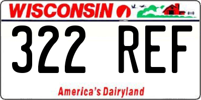 WI license plate 322REF