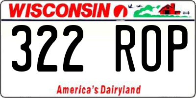 WI license plate 322ROP