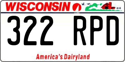 WI license plate 322RPD