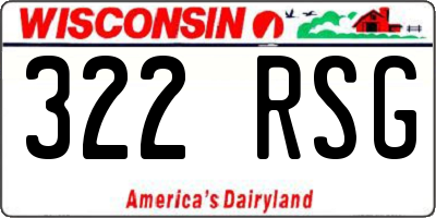 WI license plate 322RSG