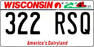 WI license plate 322RSQ