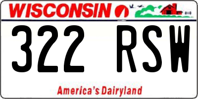 WI license plate 322RSW