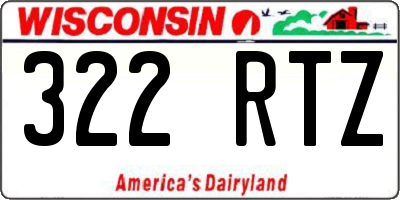WI license plate 322RTZ