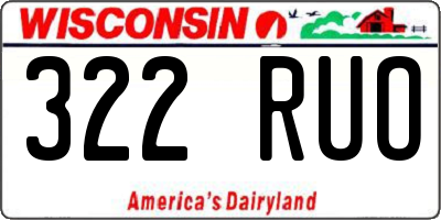 WI license plate 322RUO